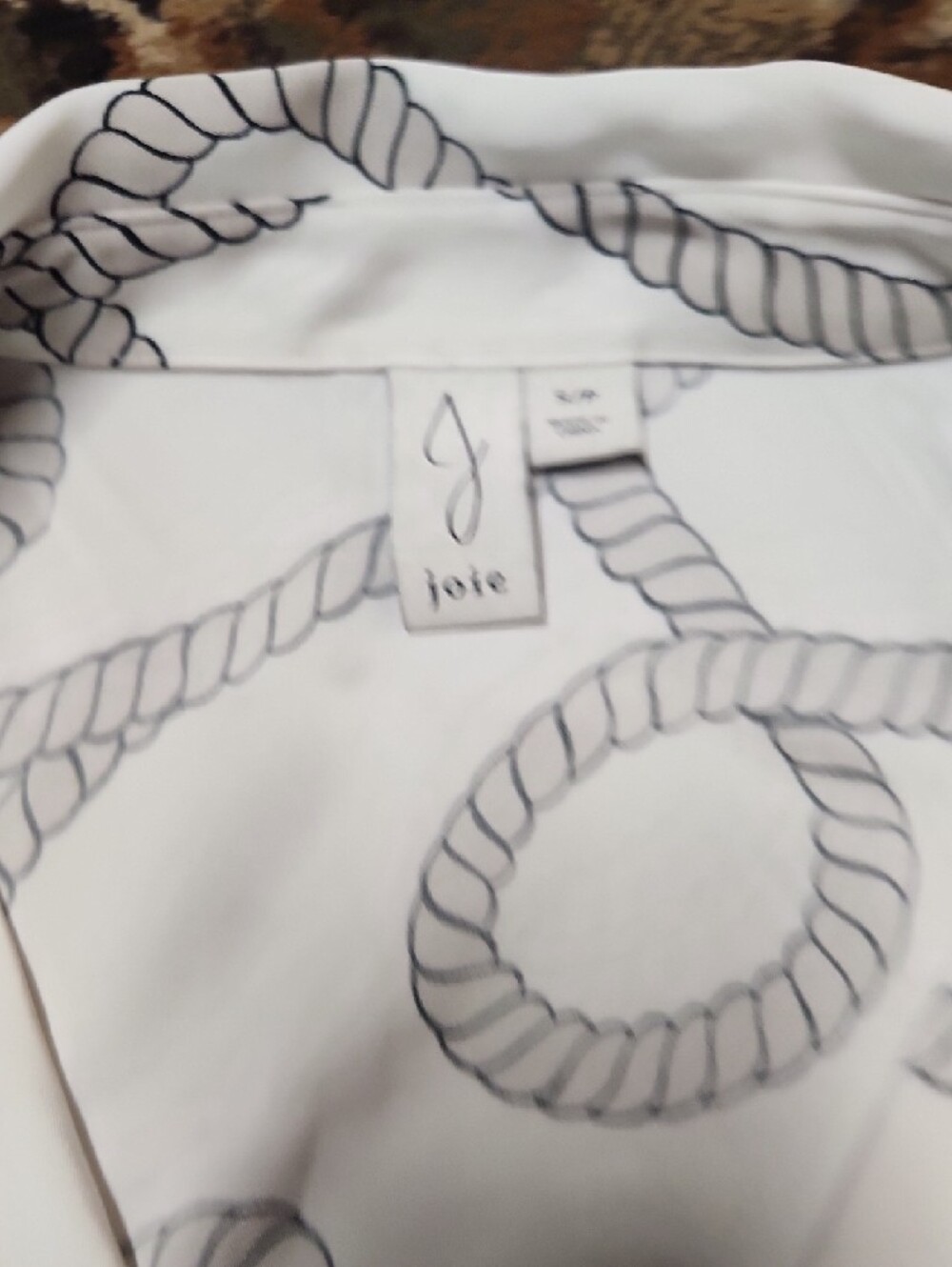 Joie White Button-Down Shirt with Gray Rope Print - Picture 5 of 10